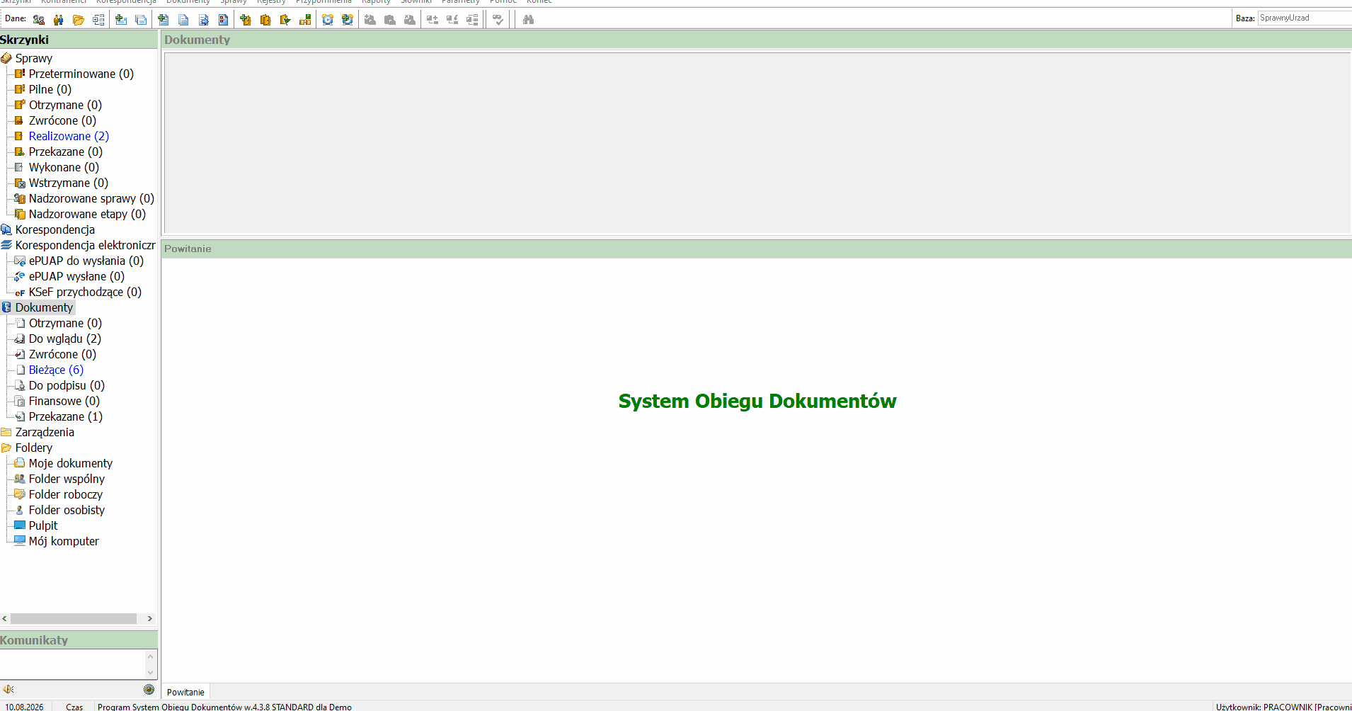 Sortowanie automatyczne listy dokumentów z poziomu menu Sortowanie listy